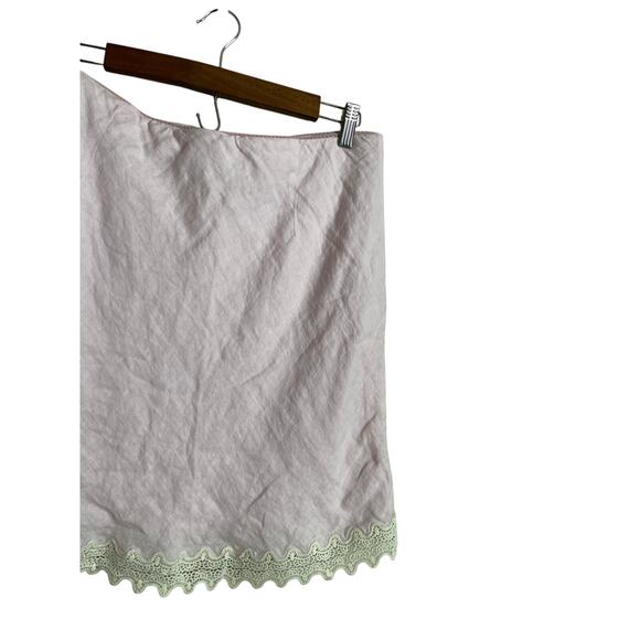 J.Crew Lace-Trim Slip Skirt in Linen Iced Strawberry Womans Large - Picture 4 of 14